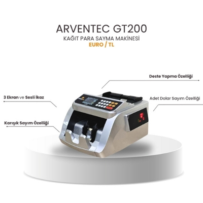 Arventec GT200 / TL- Euro  Kağıt Para Sayma Makinesi