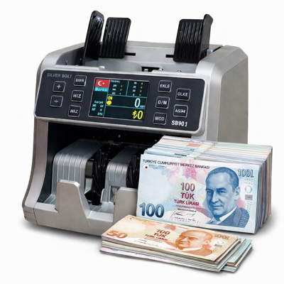 Silver Bolt SB90 / TL- Euro Üsten beslemeli Kağıt Para Sayma Makinesi
